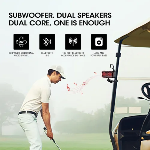 Miniatura 3 de Roykaw Altavoz Bluetooth de golf con soporte, sonido estéreo fuerte, IPX7 impermeable, a prueba de golpes y polvo, altavoz inalámbrico portátil