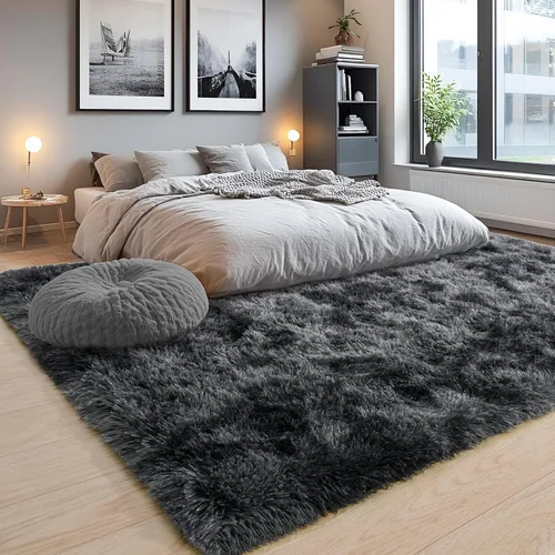 Miniatura 113 de Alfombras de área de 8x10 para sala de estar, alfombra shaggy grande ultra suave y esponjosa para dormitorio, alfombras de felpa mullida Blanco crema