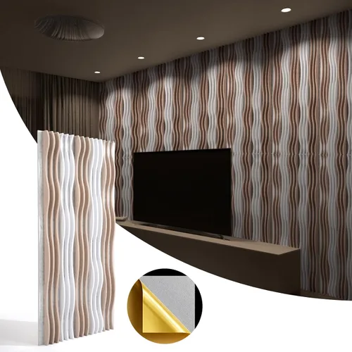 Miniatura 2 de Paneles Acústicos de Pared Grandes 47.2"x23.6"x1.57" Paquete de 4, Paneles de Prueba de Sonido DIY 3D con Ondas para Paredes, Paneles de Pared