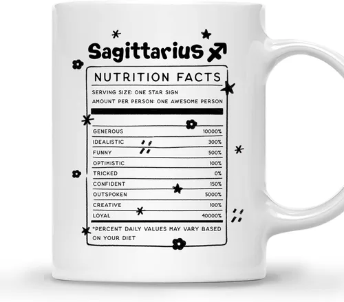 Miniatura 13 de Gossby Aquarius Nutrition Fact Taza de café – Regalo del signo del zodiaco para mujeres, cumpleaños, regalo de astrología de Navidad para mujeres