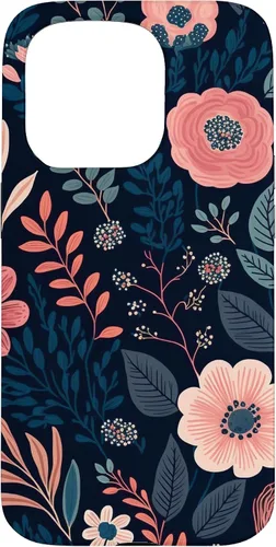 Miniatura 13 de Boho Navy Blue and Pink Floral Botanical Pattern Flower Art Case for iPhone 17