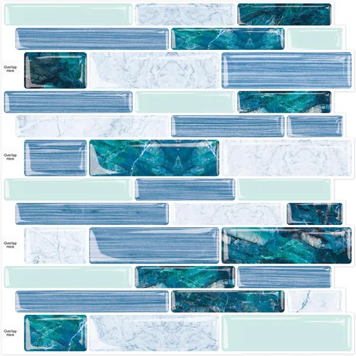 Miniatura 11 de 10 hojas para despegar y pegar para cocina, baño, azulejos azules de 12 x 12 pulgadas