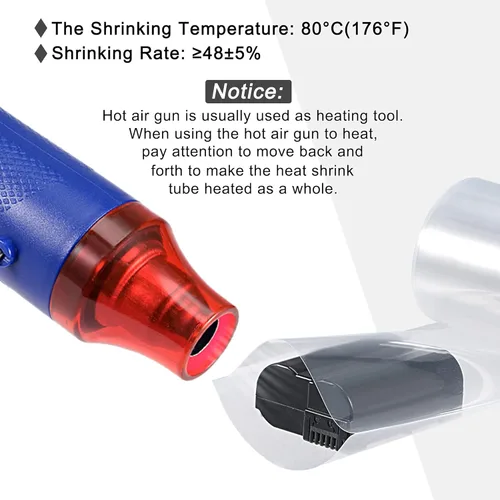Miniatura 5 de MECCANIXITY Tubo termorretráctil de PVC para envolver baterías de 58 mm de diámetro, 90 mm de ancho plano, 3 metros (10 pies) de longitud, Claro