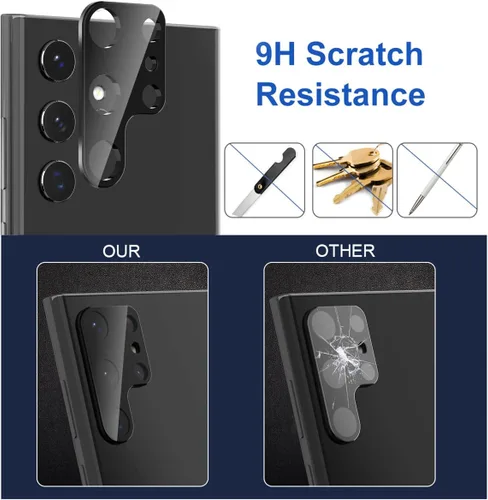 Miniatura 6 de Suoman Paquete de 3 protectores de lente de cámara para Samsung Galaxy S22 Ultra 5G, película protectora de pantalla de vidrio templado HD