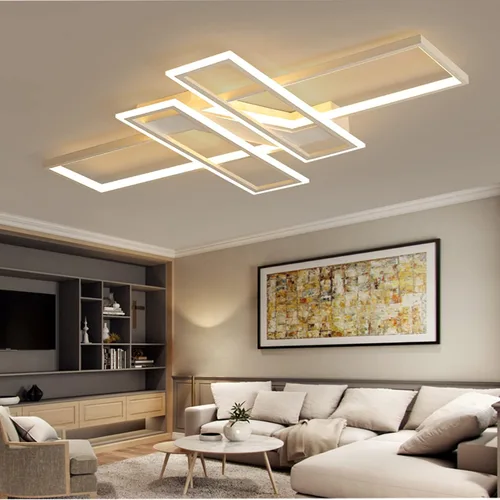 Miniatura 11 de SMG Moderna lámpara de techo LED para dormitorio, lámpara LED regulable de 35 pulgadas, lámpara de techo de diseño cuadrado de montaje empotrado