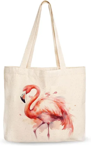 Miniatura 14 de Bolsa de lona, diseño animal, refuerzo resistente, 100% algodón natural, para compras, comestibles, computadora portátil., XL, Bolso grande de lona