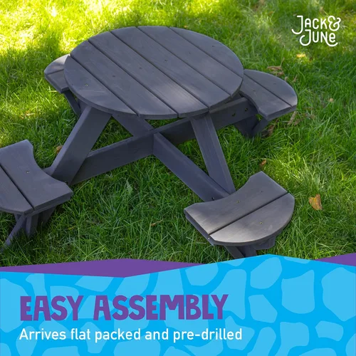 Miniatura 6 de Jack & June - Mesa circular de pícnic de cedro – 100% madera de cedro – resistente a la intemperie – perfecta para comer al aire libre