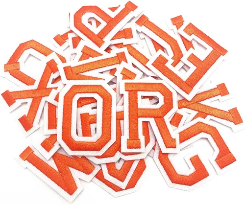 Miniatura 15 de Jongdari Parches para planchar con letras y números para ropa, parches de alfabeto bordado de 2" para chaqueta Letterman A-Z y apliques 0-9 para Rojo