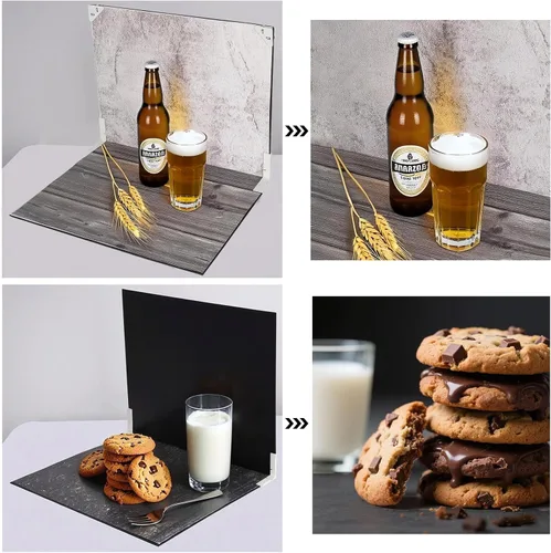 Miniatura 3 de Telones de fondo para fotografía de alimentos, tablero de fondo de fotos de 16.5 x 13.3 pulgadas con 14 patrones de fondo para fotografía