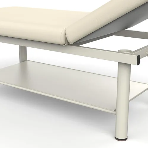 Miniatura 6 de pouseayar Cama de masaje estacionaria profesional resistente con respaldo ancho para terapia, tratamientos faciales, marco de metal, piel sintética