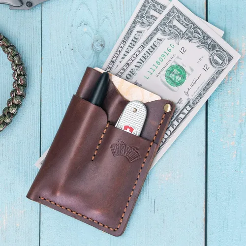Miniatura 5 de Funda de cuero EDC para bolsillo de hombre, funda hecha a mano, funda para cuchillo, cartera