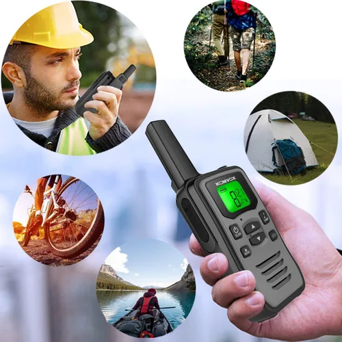 Miniatura 3 de Walkie Talkies recargables grises para adultos, largo alcance, 36 canales, radios bidireccionales FRS GMRS con alerta meteorológica NOAA, carga tipo