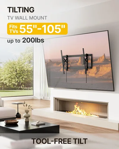 Miniatura 2 de monTEK - Soporte de pared para TV con inclinación de alta resistencia para televisores de 37–90" de hasta 200 libras – Bajo perfil, ajuste