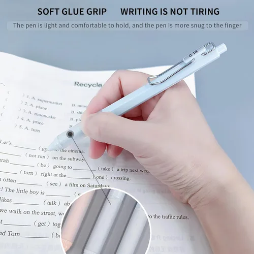 Miniatura 6 de Juego de 6 bolígrafos de gel, bolígrafos de tinta negra de 0.18 mm / 0.28 mm / 0.38 mm de punta ultrafina de escritura suave con empuñadura