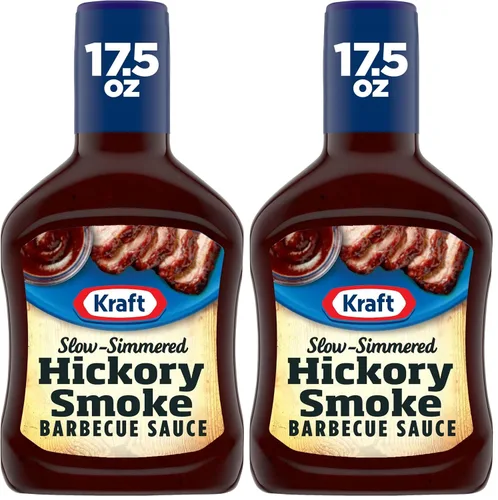 Kraft Hickory Smoke - Salsa barbacoa a fuego lento para barbacoa, botella de 17.5 onzas (paquete de 2)