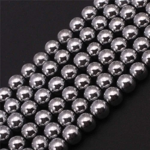 Miniatura 23 de GEM-Inside - Cuentas sueltas de hematita negra natural no magnética de 0.079 pulgadas, cuentas redondas de energía para fabricación de joyas, 15