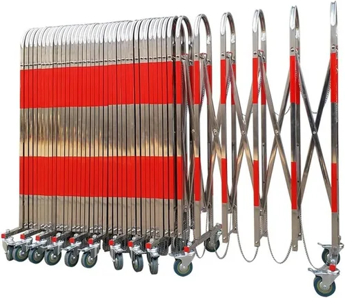 Miniatura 2 de Barricada metálica extensible de acero inoxidable – Puerta de barrera de seguridad móvil – Valla de tráfico retráctil – para garajes, escuelas Rojo