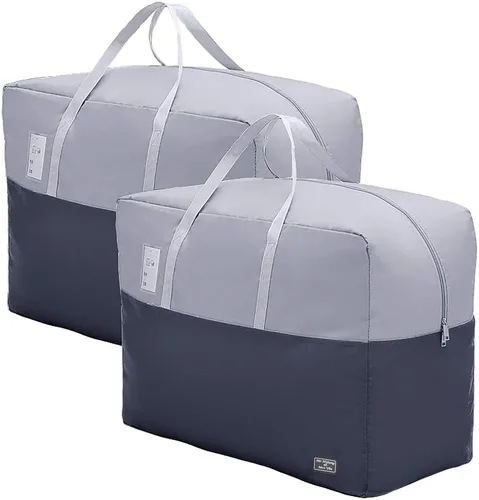 Bolsa de almacenamiento grande de edredón con cremallera de 75 L, bolsa de almacenamiento plegable con asa reforzada, almacenamiento debajo de la