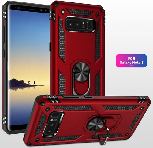 Miniatura 3 de Funda de grado militar para Samsung Galaxy Note 8, soporte de anillo giratorio de metal 360, soporte de soporte magnético integrado para montaje