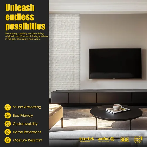 Miniatura 3 de Paquete de 6 paneles acústicos de pared con absorción de sonido, 6 paneles acústicos decorativos de 24 x 24 pulgadas, diseño de ladrillo que absorbe