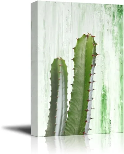 Miniatura 11 de wall26 Lienzo decorativo para pared, diseño de planta suculenta sobre fondo de estilo retro, arte moderno para el hogar, listo para colgar, 12.0 x