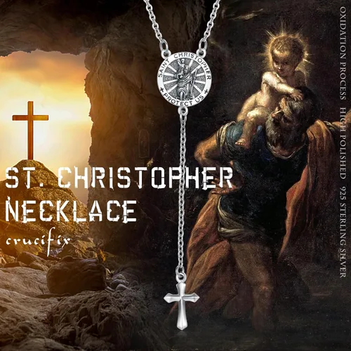 Miniatura 608 de Collar con colgante de plata de ley 925 con medalla de San Patrón, joyería religiosa para hombres y mujeres, con cadena de acero inoxidable 316L
