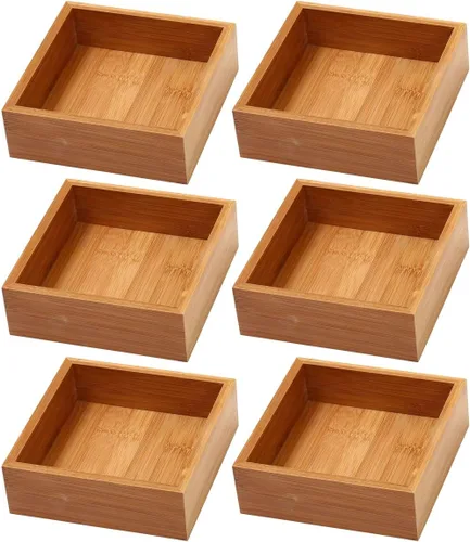 Miniatura 23 de YBM HOME Caja organizadora de cajones de bambú para cajón de cocina, oficina, dormitorio, habitación de los niños, manualidades, costura y baño