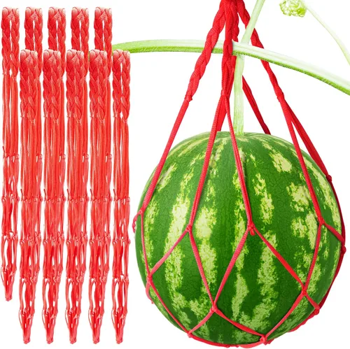 Paquete de 10 hamacas de melón con redes de sandía, hamaca de melón para enrejado de redes de sandía resistentes, perfecta para cultivar melones Rojo