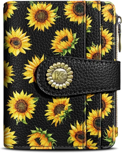 Miniatura 13 de Kelvoris Cartera pequeña Rfid para mujer, plegable, con cremallera, bolsillo para monedas, piel sintética, compacto, para tarjetas de crédito