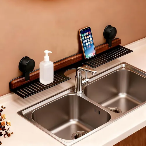 Miniatura 2 de Estante para lavabo de baño, moderno organizador de cocina, estantes de almacenamiento flotantes, organizador de fregadero de ducha no montado