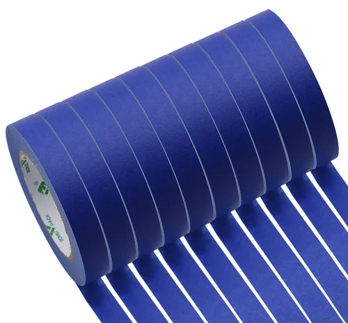 BOMEI PACK 10 cintas azules para pintores, 5.5 mil, 3/4 pulgadas, 55 años, sin residuos, cinta adhesiva para pintura de pared con líneas afiladas