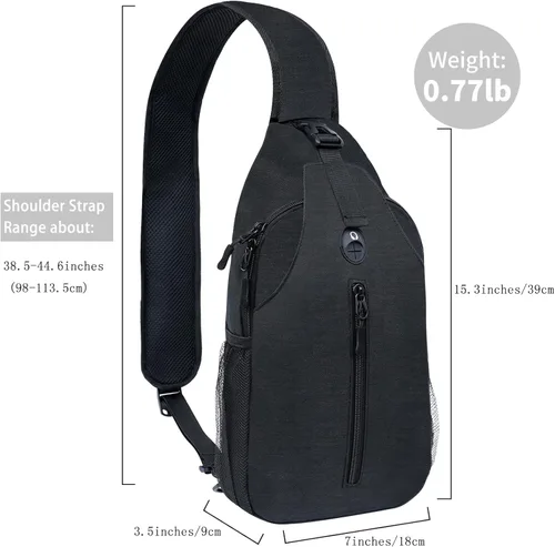 Miniatura 2 de angel wish Bandolera Crossbody-Bag Mochila para mujer y hombre, mochila de excursión en el pecho con bolsillo para botella de agua, mochilas