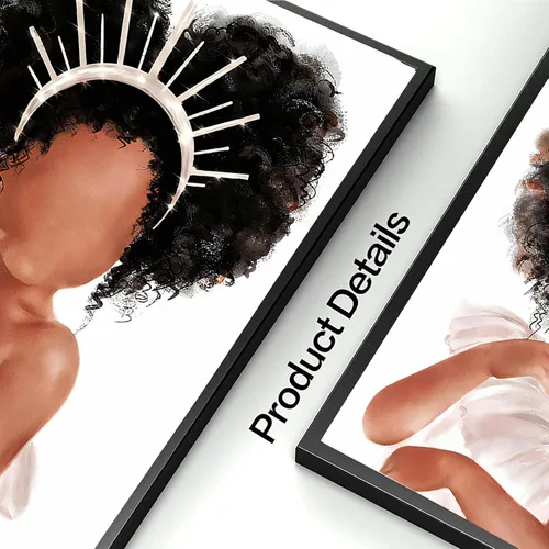 Miniatura 6 de LLOSEUP Arte de pared de reina negra, corona de princesa afroamericana, con citas de corazón arco iris, arte de pared, póster escandinavo