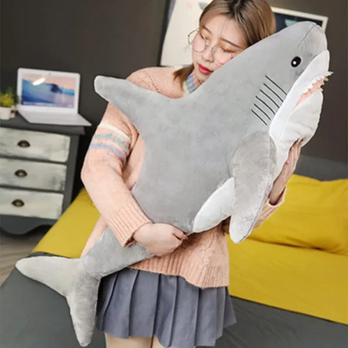 Miniatura 7 de Peluche de tiburón, animal de peluche de tiburón rosa suave, juguetes de tiburón grande de felpa para decoración del hogar, regalo para niños