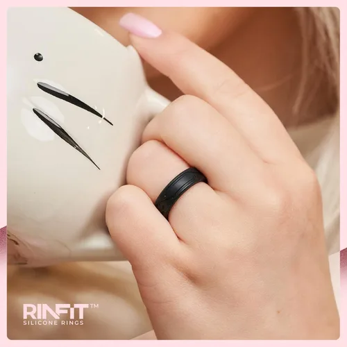 Miniatura 7 de Anillo de boda de silicona para hombres y mujeres paquete de 4 5 anillas diseño de anillos de goma de silicona cómodo y duradero juego a juego