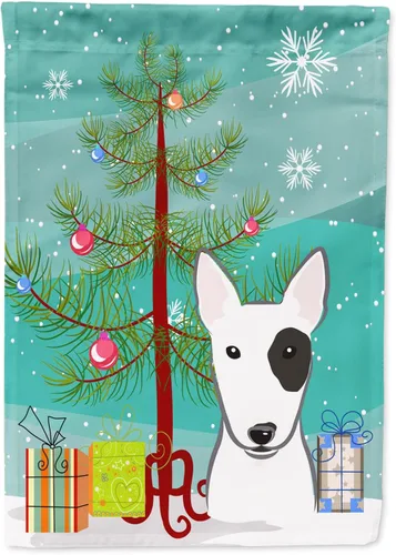 Miniatura 25 de Caroline's Treasures BB1622CHF - Bandera de casa Shih Tzu con árbol de Navidad y gris plateado para porche, grande, para colgar en la pared
