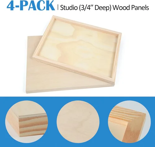 Miniatura 6 de Falling in Art Kit de Paneles de Madera de Abedul Sin Terminar para Pintura, Lienzo de Madera Paquete de 4 de 14x14'' para Estudio 3/4