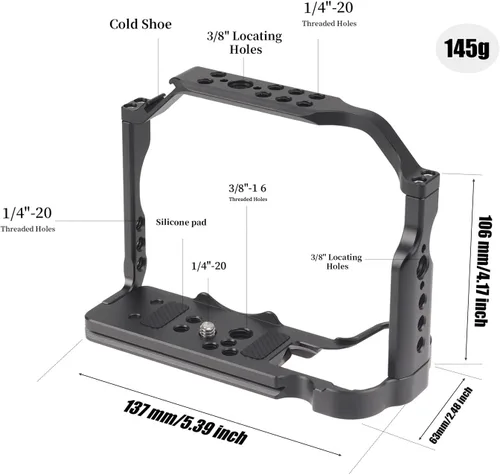 Miniatura 3 de FocusFoto Kit de jaula para cámara con mango superior para cámara sin espejo Canon EOS R10, equipo de video de aluminio con riel NATO, zapata fría