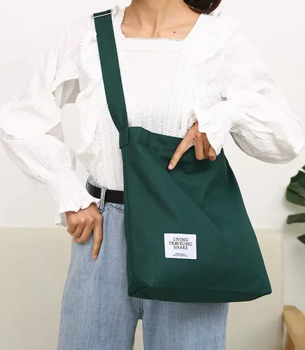 Miniatura 50 de Covelin - Bolsa de hombro informal de lona para mujer, estilo bohemio y retro, bolsa de mano, bolso cruzado, tamaño grande