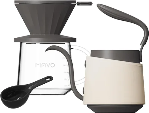 Miniatura 10 de Juego de cafetera para verter sobre tetera, gotero de café, servidor de café de vidrio con escala, filtro de acero inoxidable (verde)