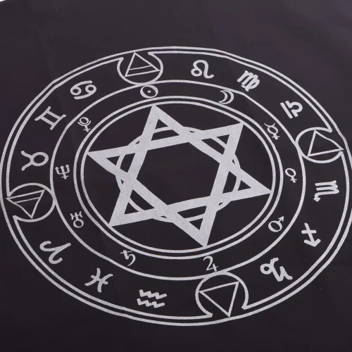 Miniatura 4 de BLESSUME Mantel de tarot de altar cuadrado negro tapiz hexagonal Wicca (negro)