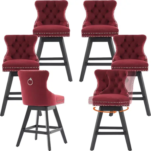 Miniatura 17 de Juego de 2 taburetes de bar giratorios modernos, taburetes de bar de 26.6 pulgadas de altura de mostrador beige con respaldo para isla de cocina