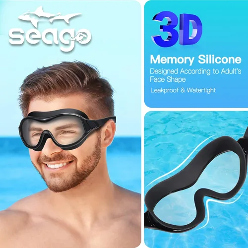 Miniatura 3 de Seago Gafas de natación sin fugas, antivaho para piscina, para adultos, hombres, mujeres, jóvenes, protección UV, visión clara de 180°