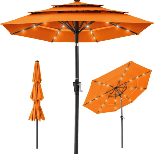 Miniatura 42 de Best Choice Products - Sombrilla solar de 10 pies de 3 niveles para patio, sombrilla de sol para exteriores, mercado, patio trasero, terraza, junto