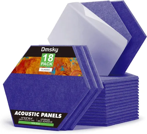 Miniatura 13 de Paquete de 80 paneles de espuma acústica, paneles de espuma a prueba de sonido de 1 x 12 x 12 pulgadas, paneles de absorción de sonido de alta