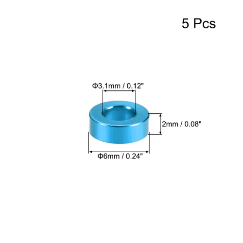 Miniatura 2 de uxcell 5 unids redondo aluminio separador columna espaciador 0.122x0.236x0.079 in (IDxODxH) Aqua Blue para Drone FPV Quadcopter Racing RC Azul