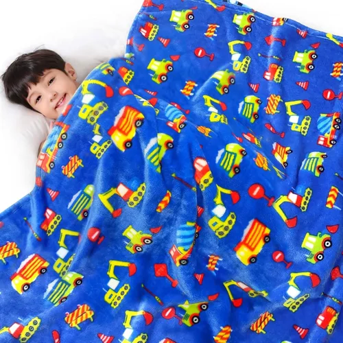Lukeight Manta de Excavadora para Niños Pequeños Regalos para Niños y Niñas, Manta de Tractor de Felpa para Niños, Manta Gruesa y Cálida para Niños
