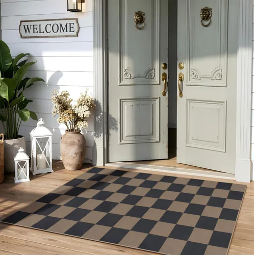 Miniatura 37 de Lahome Alfombra de yute a cuadros fácil 2'x3', alfombra pequeña para entrada, antideslizante, alfombra para la puerta delantera de la cocina