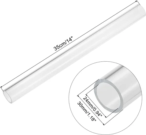 Miniatura 2 de MECCANIXITY Tubo acrílico transparente rígido redondo tubo 24mm (0.9") ID 1.181 in (1 3/16") OD 14" para lámparas y linternas, sistema