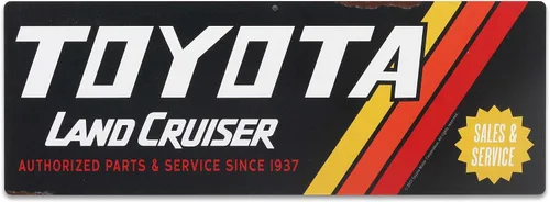 Miniatura 12 de Letrero redondo de metal para Toyota Land Cruiser Off-Road – Letrero retro de Toyota para garaje, tienda o cueva de hombre